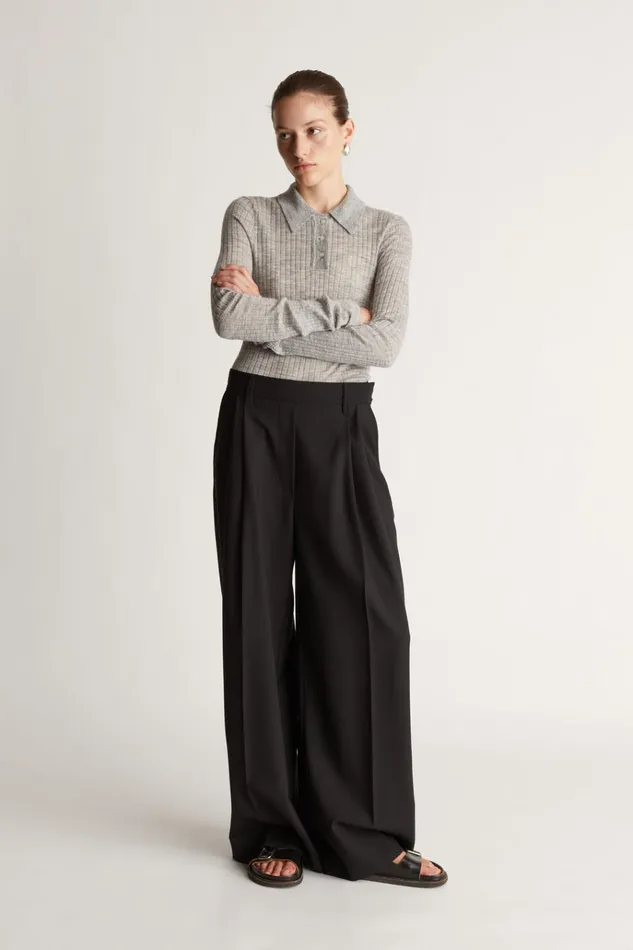 Women Pants And Shorts Lee Mathews Mortimer Wide Leg Pant Black
