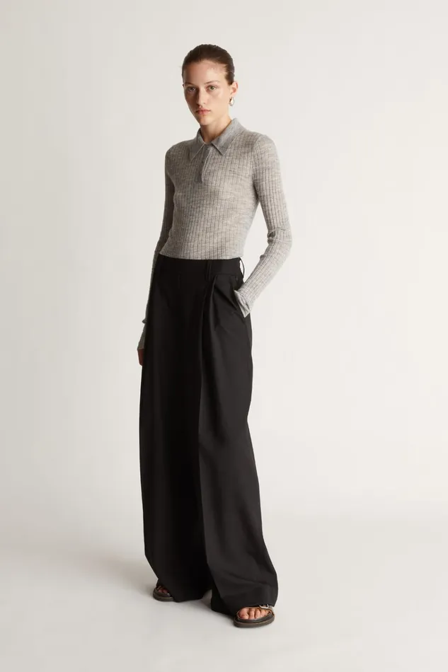 Women Pants And Shorts Lee Mathews Mortimer Wide Leg Pant Black