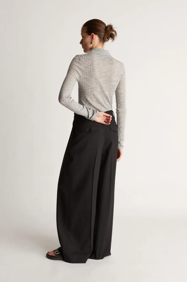 Women Pants And Shorts Lee Mathews Mortimer Wide Leg Pant Black