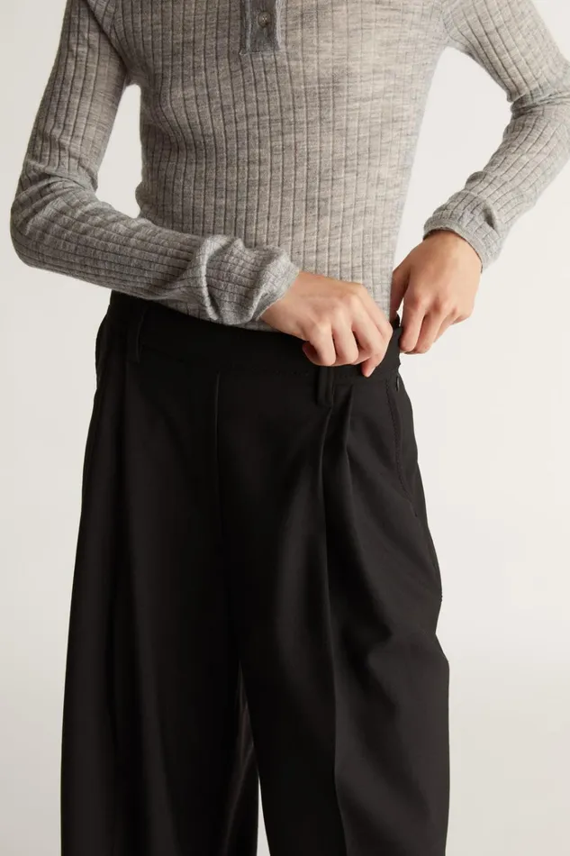 Women Pants And Shorts Lee Mathews Mortimer Wide Leg Pant Black