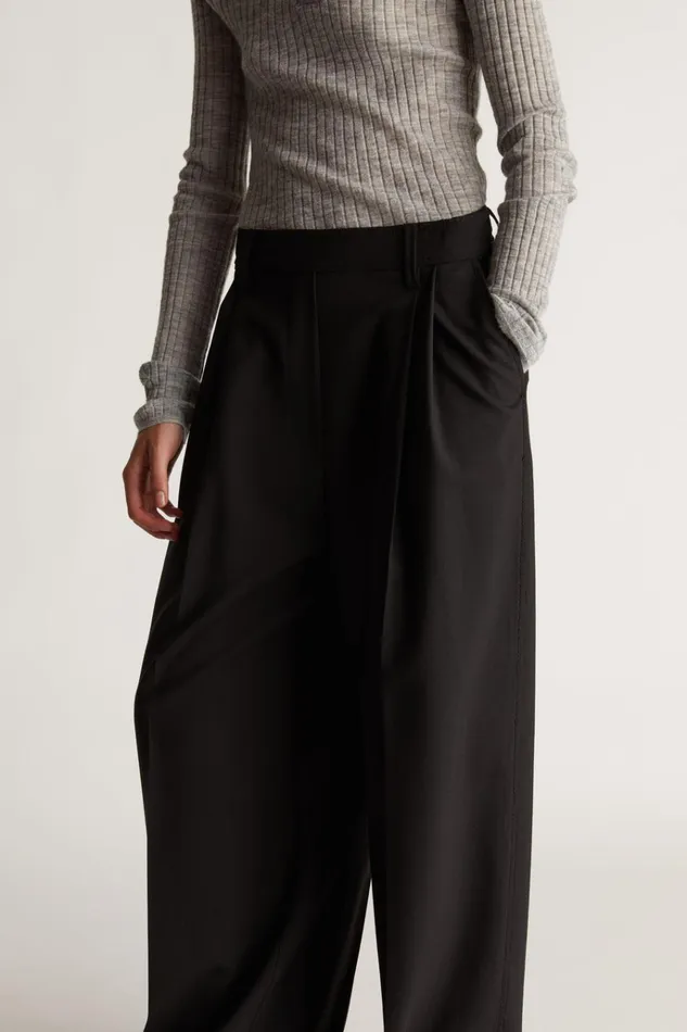 Women Pants And Shorts Lee Mathews Mortimer Wide Leg Pant Black