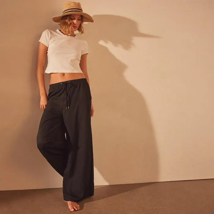 Women PantsDenim James Perse Lightweight Matte Satin Wide Leg Pant Black