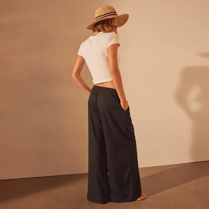 Women PantsDenim James Perse Lightweight Matte Satin Wide Leg Pant Black