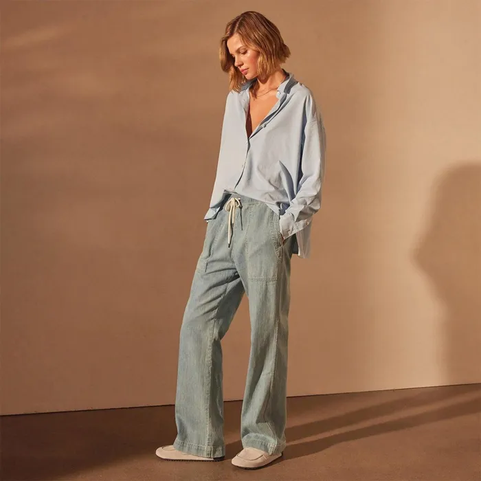Women PantsDenim James Perse Wide Leg Pull On Denim Pant Bleach Wash