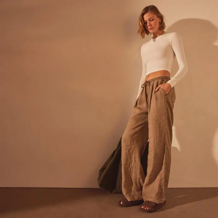 Women PantsDenim James Perse Wide Leg Relaxed Linen Pant Cashew Pigment