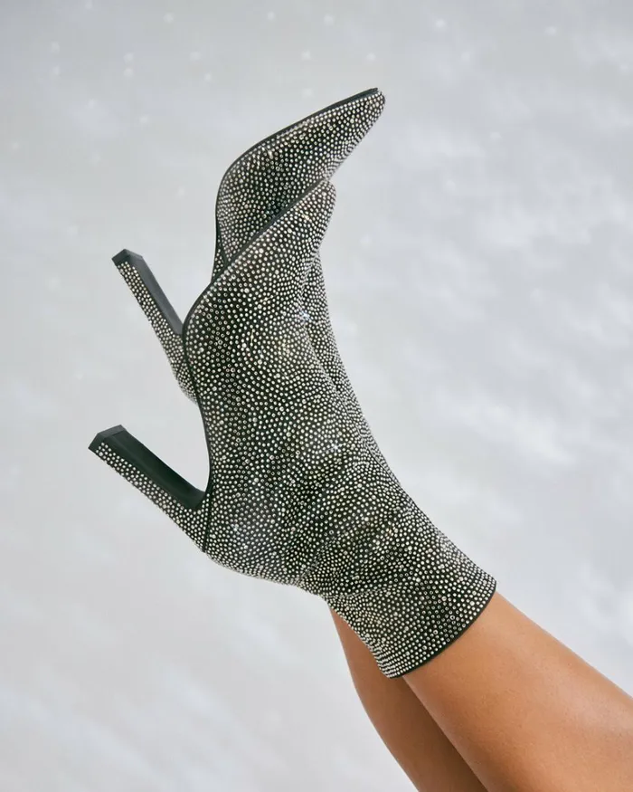 Women Party Heels Billini BRITTANY 8211 BLACK SATINRHINESTONE 8211 Boots 8211 BILLINI USA