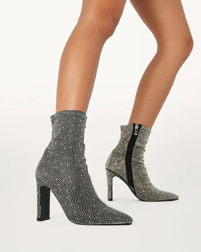 Women Party Heels Billini BRITTANY 8211 BLACK SATINRHINESTONE 8211 Boots 8211 BILLINI USA
