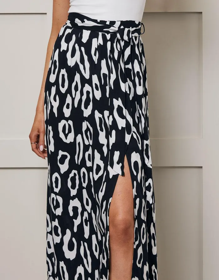 Women Petite Black and White Animal Print Wrap Midi Skirt Black Threadbare Skirts Women Petite Black and White Animal Print Wrap Midi Skirt Black Threadbare Skirts