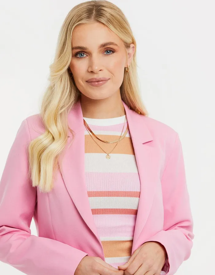 Women Pink Cropped Blazer Pink Threadbare Blazers Women Pink Cropped Blazer Pink Threadbare Blazers