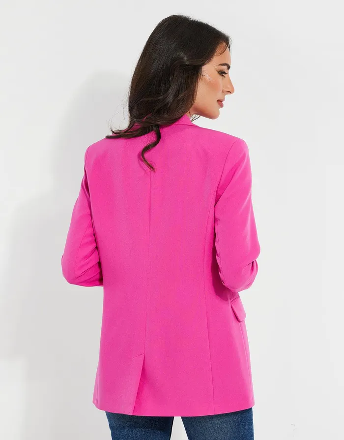 Women Pink Single Breasted Relaxed Fit Blazer Pink Threadbare Blazers