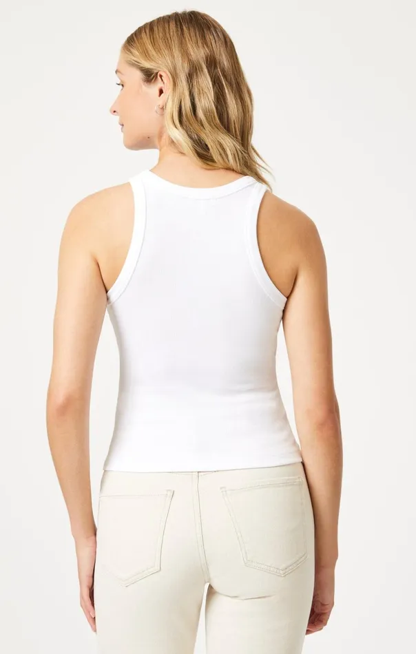 Women Racer Back Tank Top In White Mavi Jeans Tops and TShirts