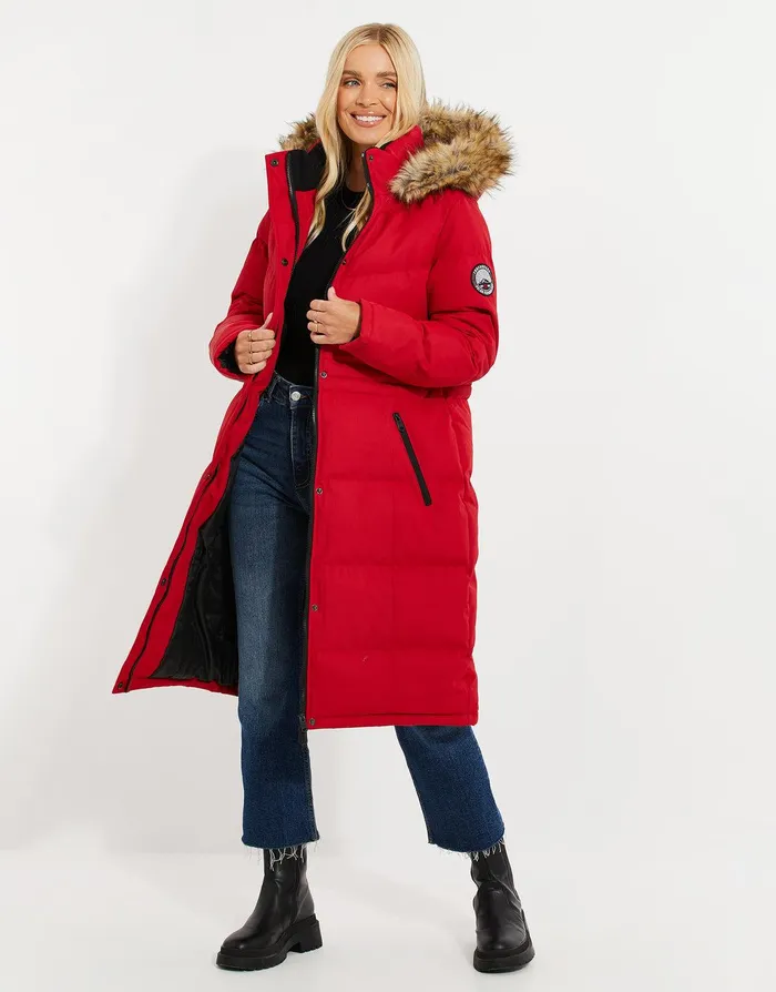 Women Red Longline Parka Jacket Red Threadbare Jackets and Coats Women Red Longline Parka Jacket Red Threadbare Jackets and Coats