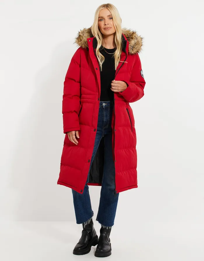 Women Red Longline Parka Jacket Red Threadbare Jackets and Coats Women Red Longline Parka Jacket Red Threadbare Jackets and Coats