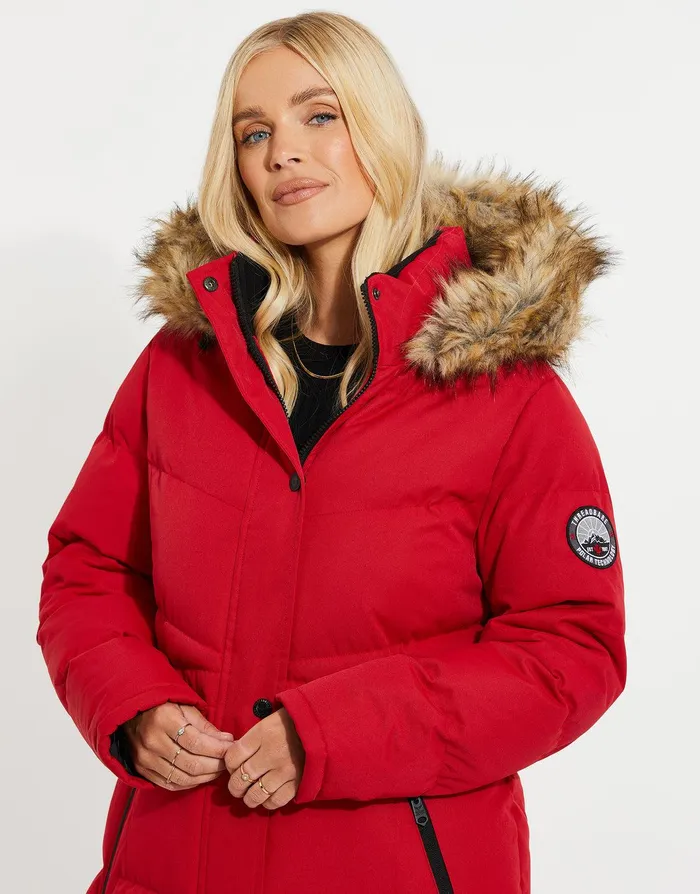 Women Red Longline Parka Jacket Red Threadbare Jackets and Coats Women Red Longline Parka Jacket Red Threadbare Jackets and Coats