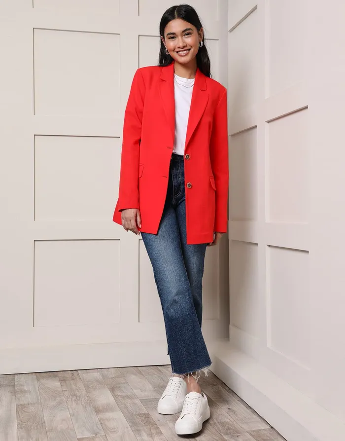 Women Red Single Breasted Relaxed Fit Blazer Red Threadbare Blazers Women Red Single Breasted Relaxed Fit Blazer Red Threadbare Blazers