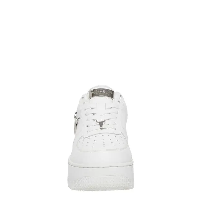 Women Rich White Leather Silver Metallic Sneakers Windsor Smith Platform Sneakers