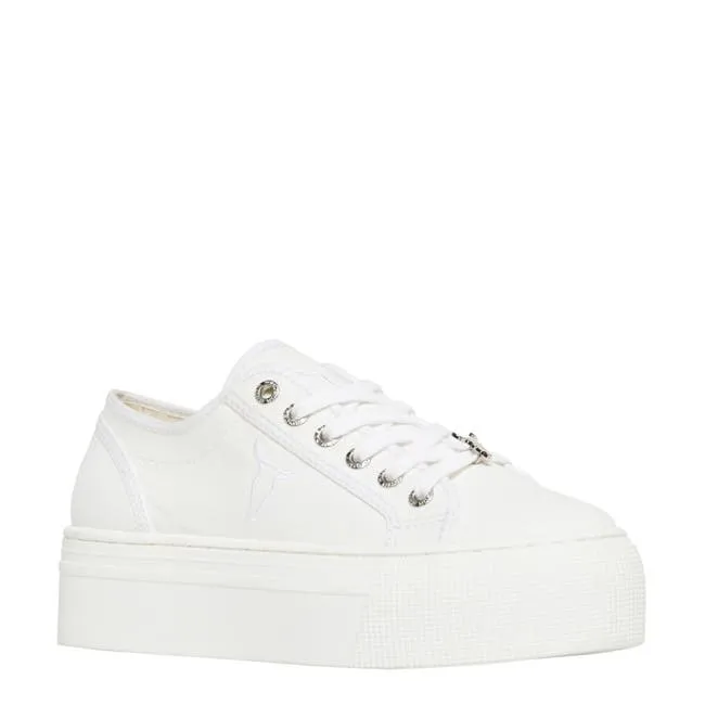 Women Ruby White Canvas Sneakers Windsor Smith Platform Sneakers