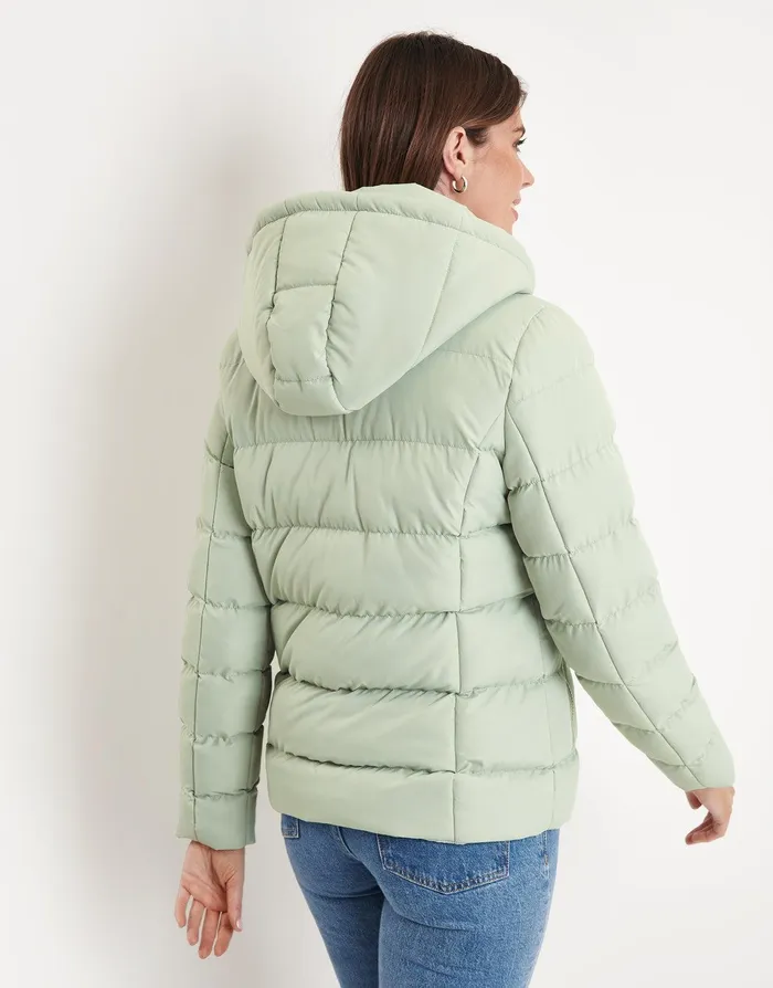 Women Sage Hooded Puffer Jacket Sage Threadbare Jackets and Coats Women Sage Hooded Puffer Jacket Sage Threadbare Jackets and Coats