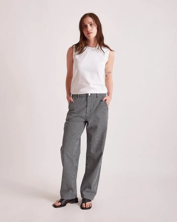 Women Saturdays NYC Pants Mulberry Cotton Stripe Twill Pant Ocean Women Saturdays NYC Pants Mulberry Cotton Stripe Twill Pant Ocean