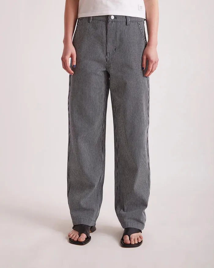 Women Saturdays NYC Pants Mulberry Cotton Stripe Twill Pant Ocean Women Saturdays NYC Pants Mulberry Cotton Stripe Twill Pant Ocean