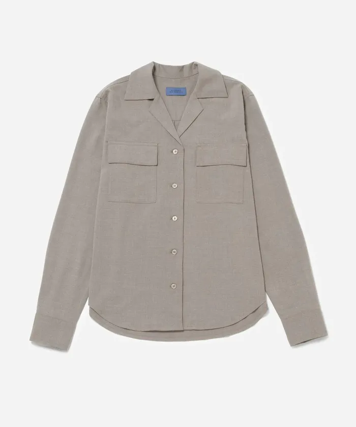 Women Saturdays NYC Shirts Lomedico Gabardine LS Shirt Taupe