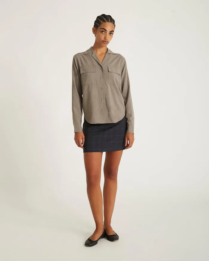 Women Saturdays NYC Shirts Lomedico Gabardine LS Shirt Taupe Women Saturdays NYC Shirts Lomedico Gabardine LS Shirt Taupe