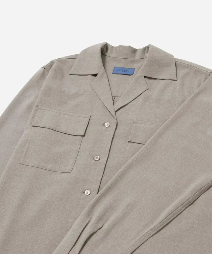 Women Saturdays NYC Shirts Lomedico Gabardine LS Shirt Taupe Women Saturdays NYC Shirts Lomedico Gabardine LS Shirt Taupe
