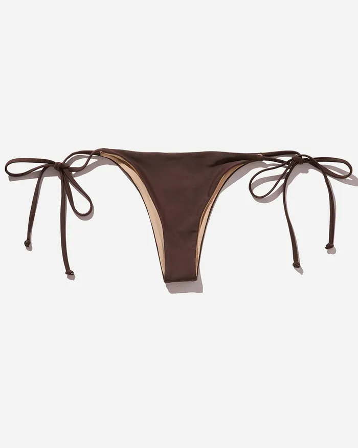 Women Saturdays NYC Swimwear Mantini String Bikini Bottom Sepia