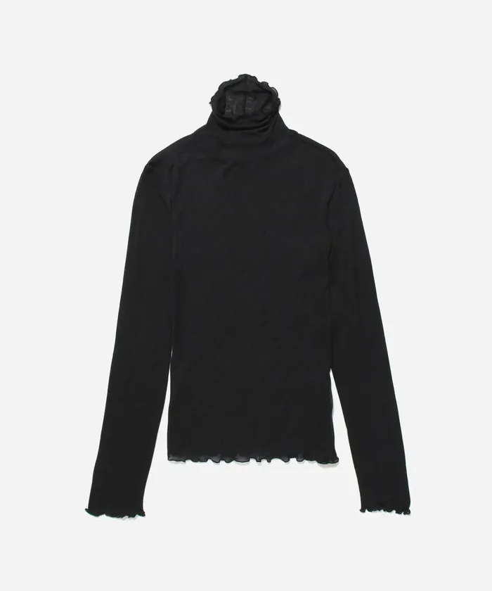 Women Saturdays NYC Tees and Knit Tops Sofia Lightweight Turtleneck Top Black