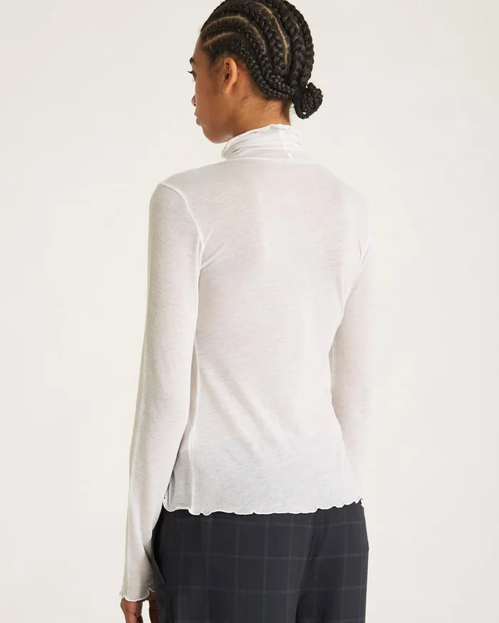 Women Saturdays NYC Tees and Knit Tops Sofia Lightweight Turtleneck Top Ivory