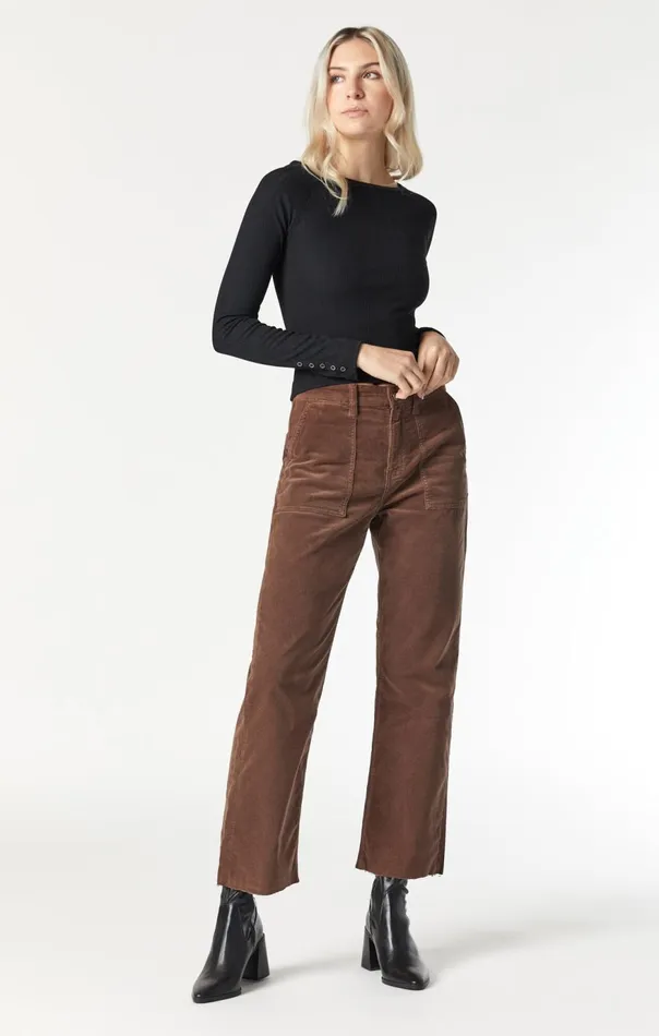 Women Shelia HighRise Front Pocket Straight In Rain Drum Cord Mavi Jeans Pants