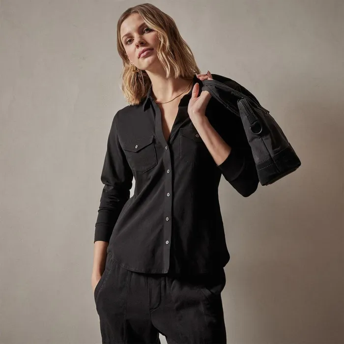 Women Shirting James Perse Clean Finish Jersey Shirt Black