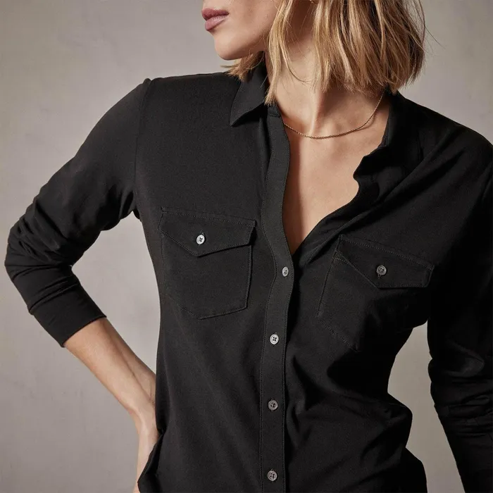 Women Shirting James Perse Clean Finish Jersey Shirt Black