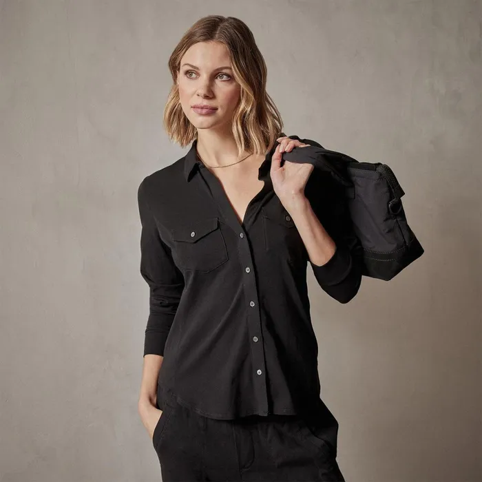 Women Shirting James Perse Clean Finish Jersey Shirt Black