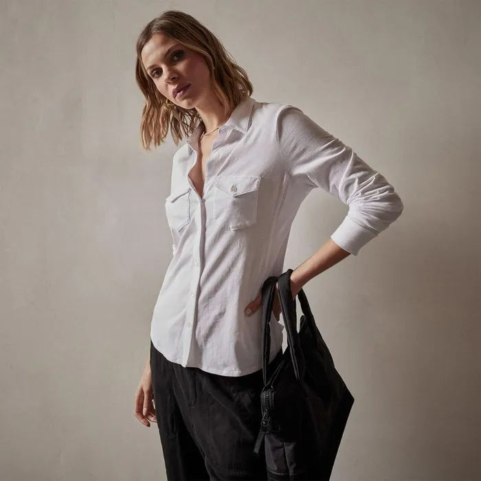 Women Shirting James Perse Clean Finish Jersey Shirt White
