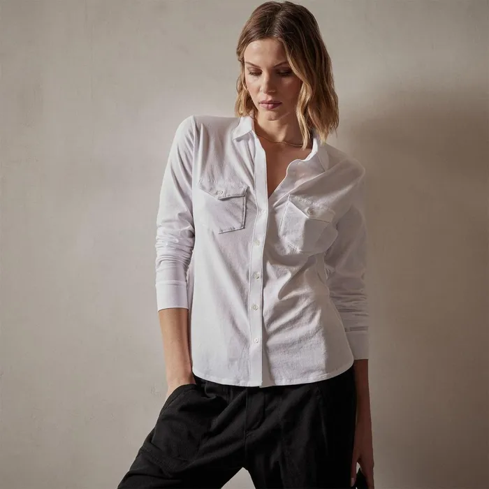 Women Shirting James Perse Clean Finish Jersey Shirt White