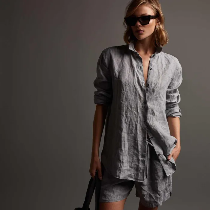Women Shirting James Perse Lightweight Linen Shirt Breeze Pigment