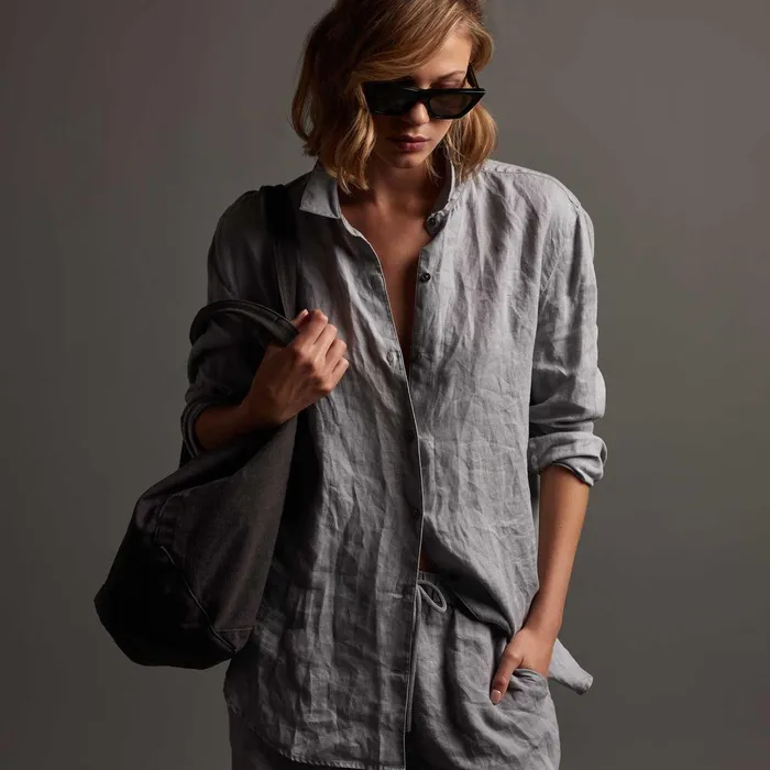 Women Shirting James Perse Lightweight Linen Shirt Breeze Pigment
