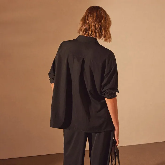 Women Shirting James Perse Lightweight Matte Satin Fluid Shirt Black