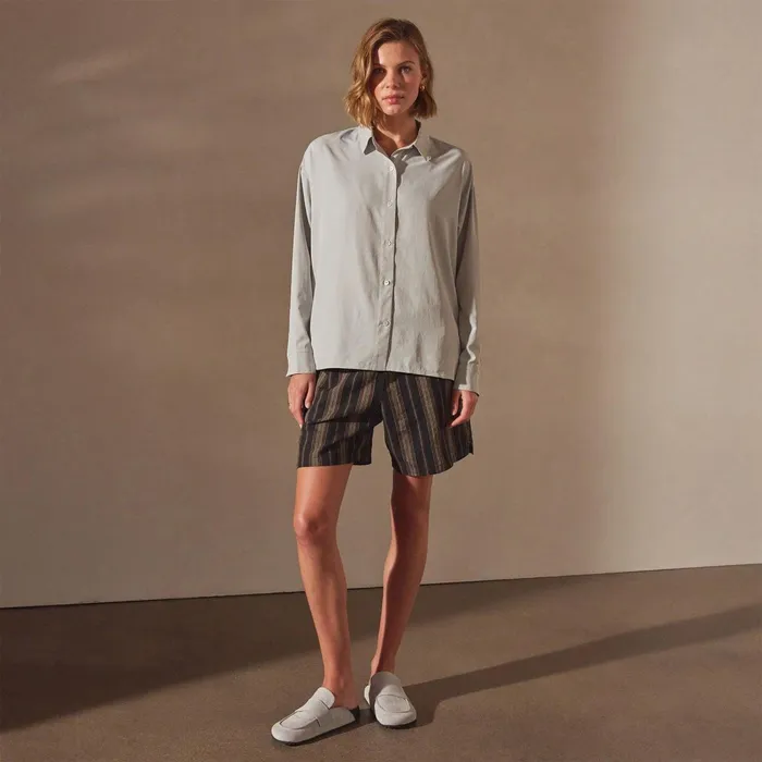 Women Shirting James Perse Lightweight Matte Satin Fluid Shirt Salt