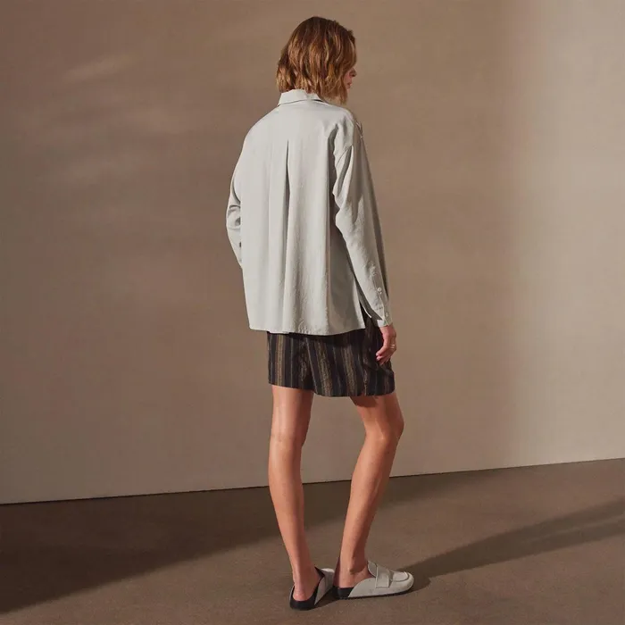Women Shirting James Perse Lightweight Matte Satin Fluid Shirt Salt
