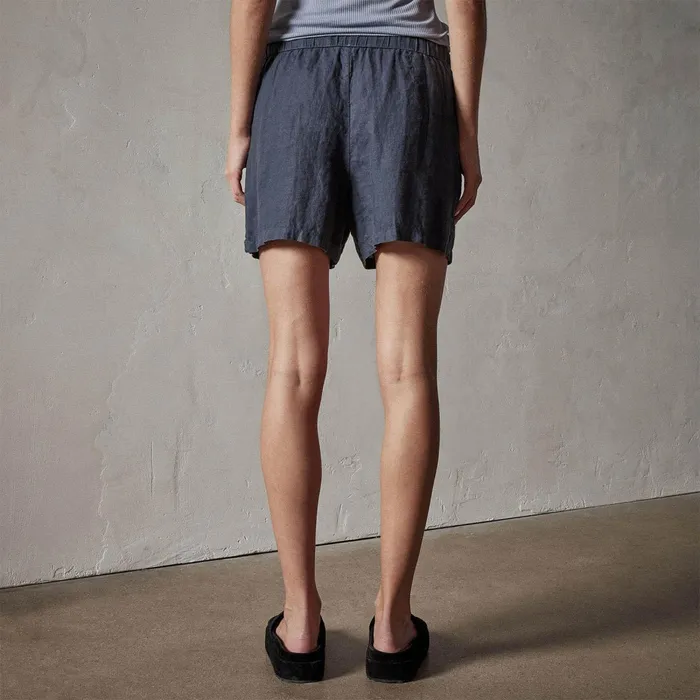 Women Shorts James Perse Lightweight Linen Short Blue Oil