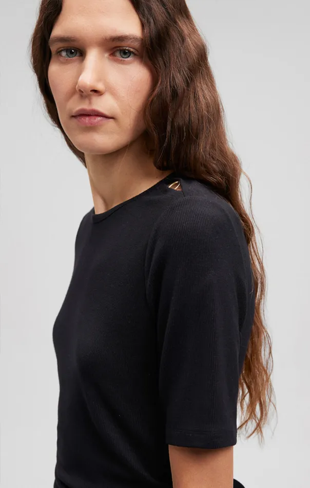 Women Shoulder Slit Shirt In Black Mavi Jeans Shirts Women Shoulder Slit Shirt In Black Mavi Jeans Shirts