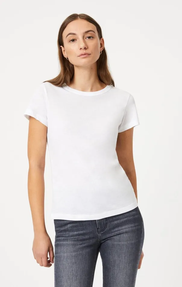 Women Slim Crew Neck TShirt In White Mavi Jeans Tops and TShirts