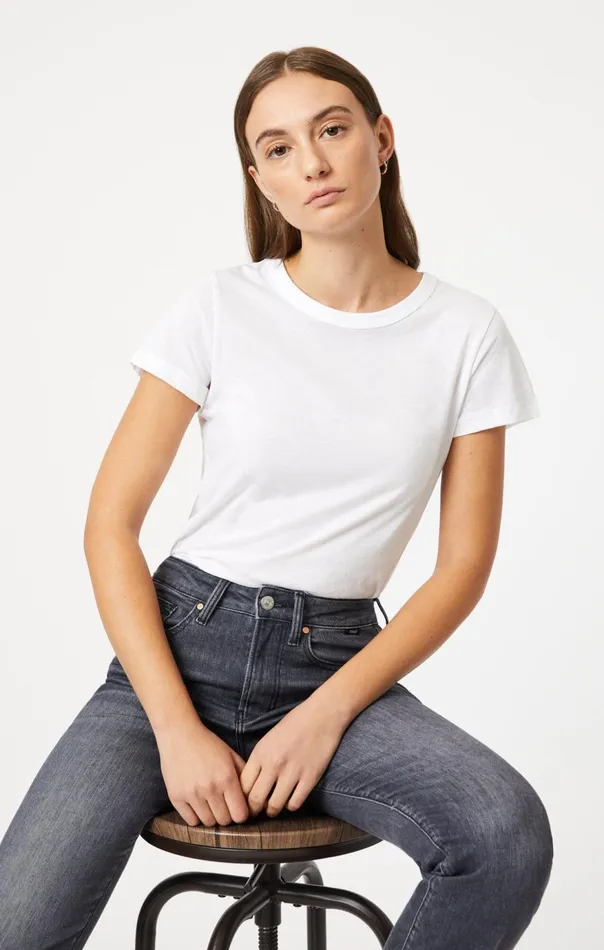Women Slim Crew Neck TShirt In White Mavi Jeans Tops and TShirts Women Slim Crew Neck TShirt In White Mavi Jeans Tops and TShirts