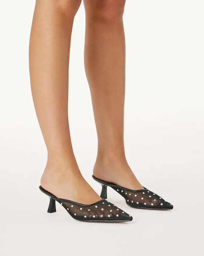 Women Stiletto Heels Billini ANTONIA 8211 BLACK MESH