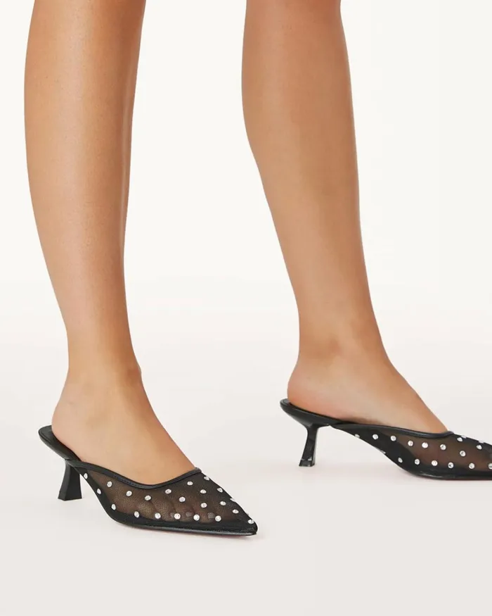 Women Stiletto Heels Billini ANTONIA 8211 BLACK MESH