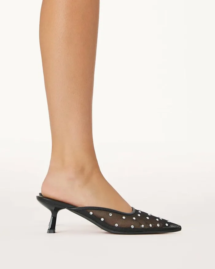 Women Stiletto Heels Billini ANTONIA 8211 BLACK MESH