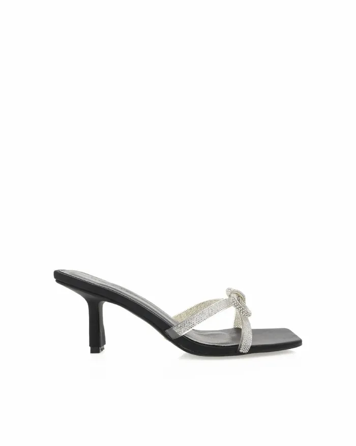 Women Stiletto Heels Billini FABIA 8211 BLACK SATINDIAMANTE