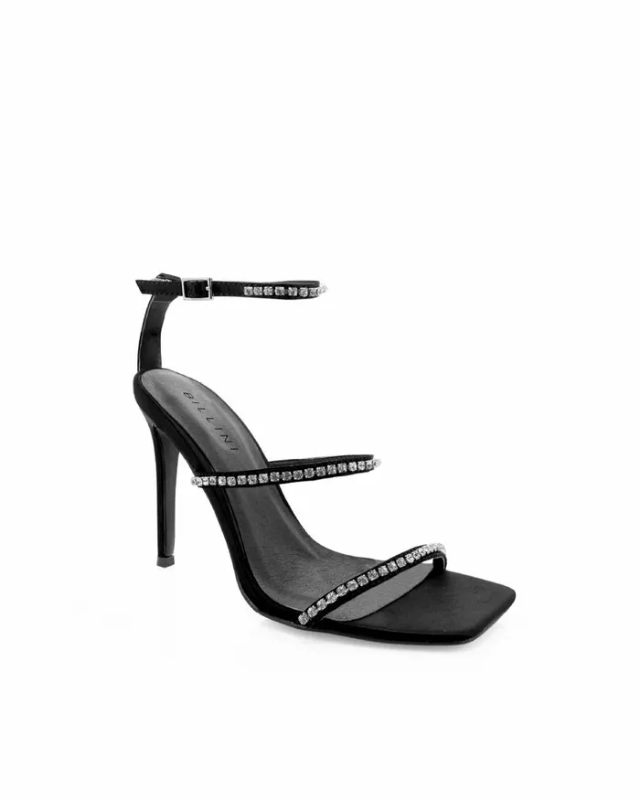 Women Stiletto Heels Billini GIULIANA 8211 BLACK SATINDIAMANTE